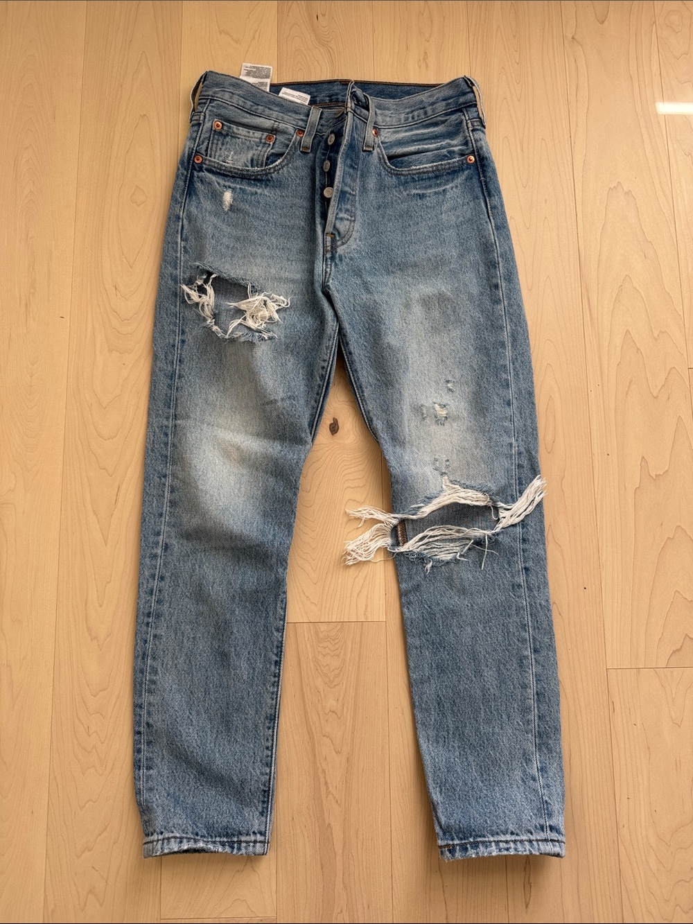 Levi 501 S - Distressed Light Blue Womens Jeans